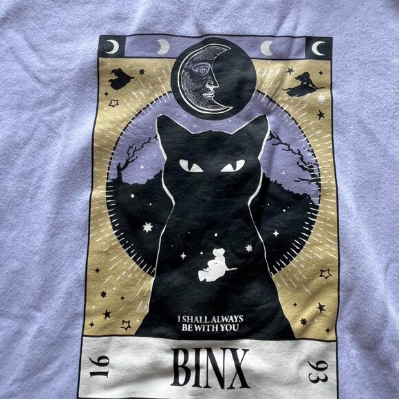 Disney Hocus Pocus Cat Sweatshirt Womens Large Purple Cotton Blend Whimsigoth - Picture 2 of 8